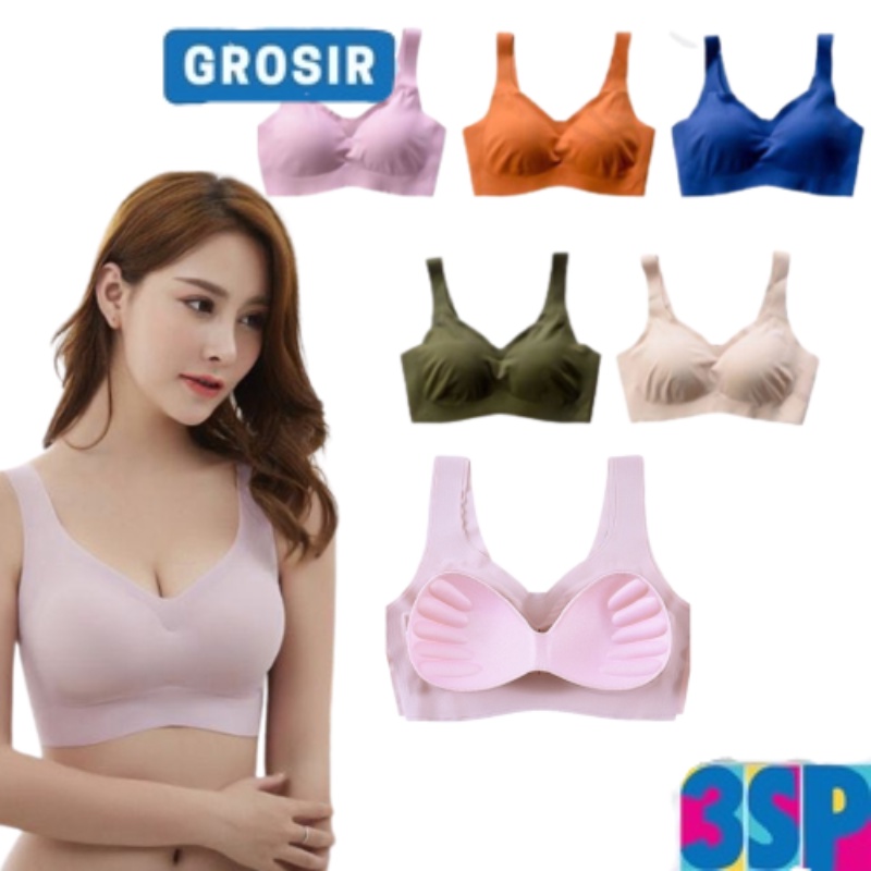 3SP | UWR25 Pakaian Dalam Wanita Sports Bra Ice Silk Push Up Seamless Premium BH Tidur Olahraga Yoga