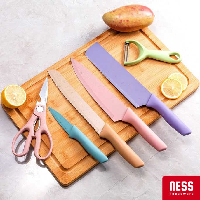 EAEAABCH Set Pisau Dapur 6 in 1 Gunting Peeler Pengupas Buah - ER-0278