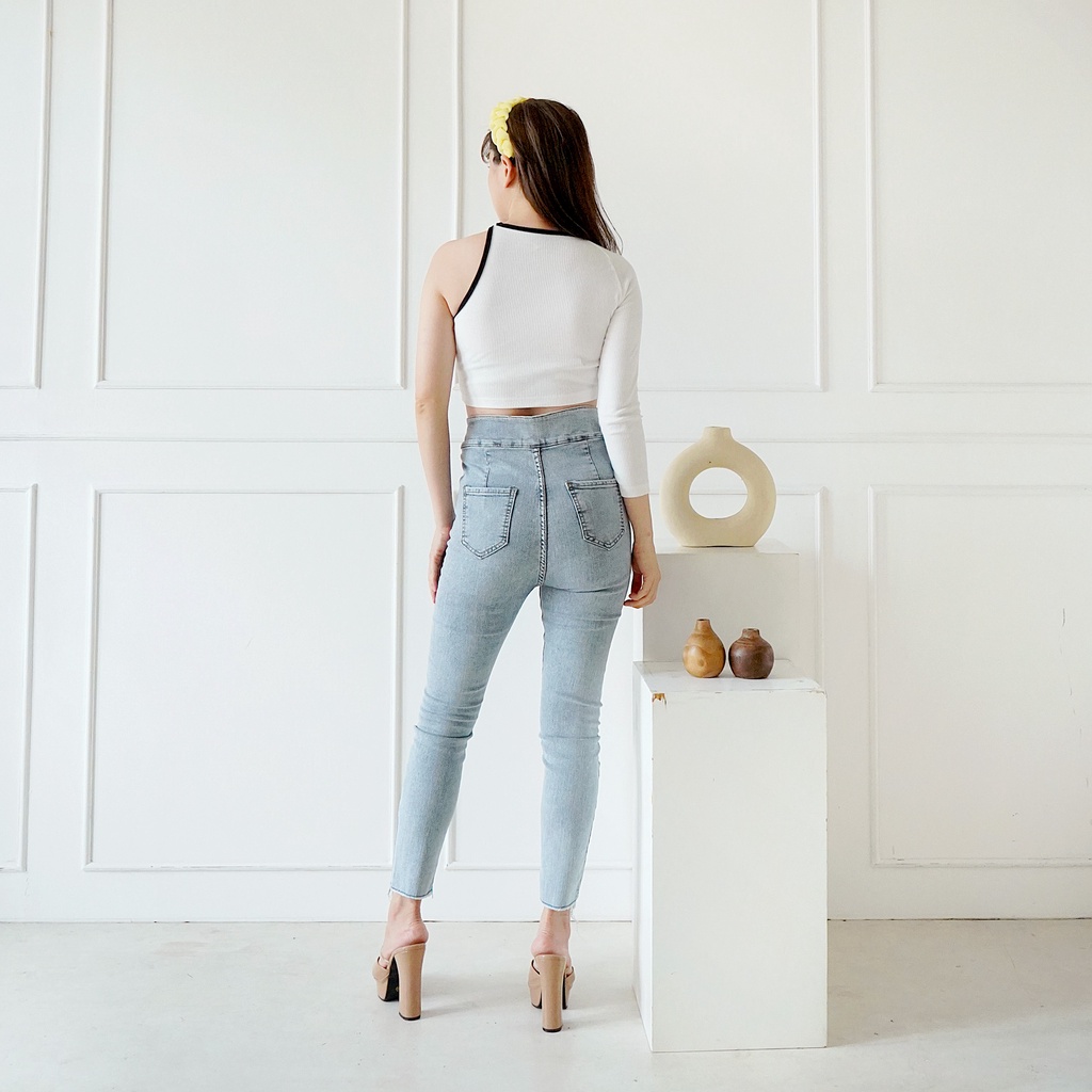 Korean One Longsleeve Crop Tank Top Lengan Panjang Kombinasi 166