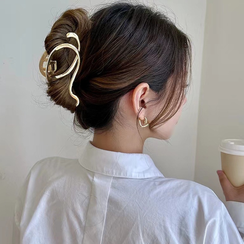 Jepit Rambut Bahan Metal Warna Silver / Gold Untuk Wanita