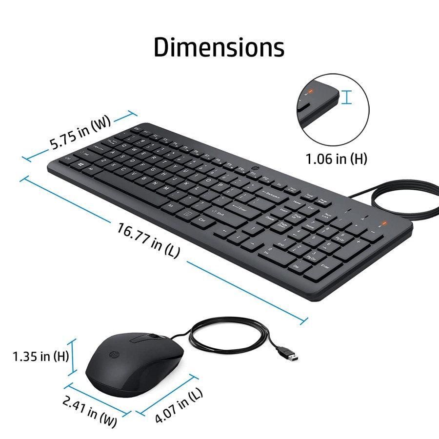 HP 150 Wired Keyboard and Mouse Combo with Instant USB Plug/HP150