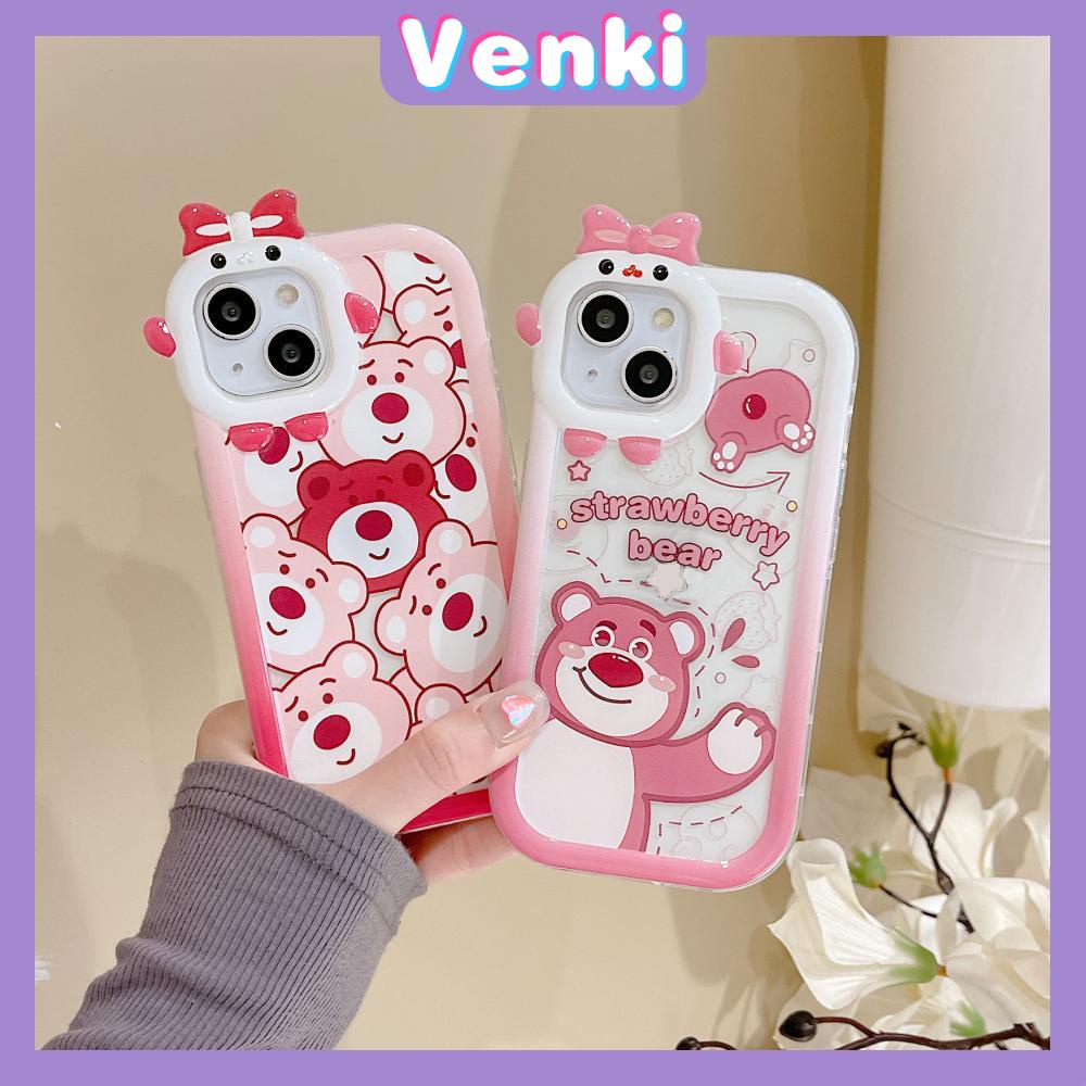 iPhone Case Silicone Soft Little Monster Case Glossy Cute Pink Bear Airbag Shockproof Protection Camera Compatible For iPhone 14 Pro Max 13 12 11 Pro 7 8 Plus XR