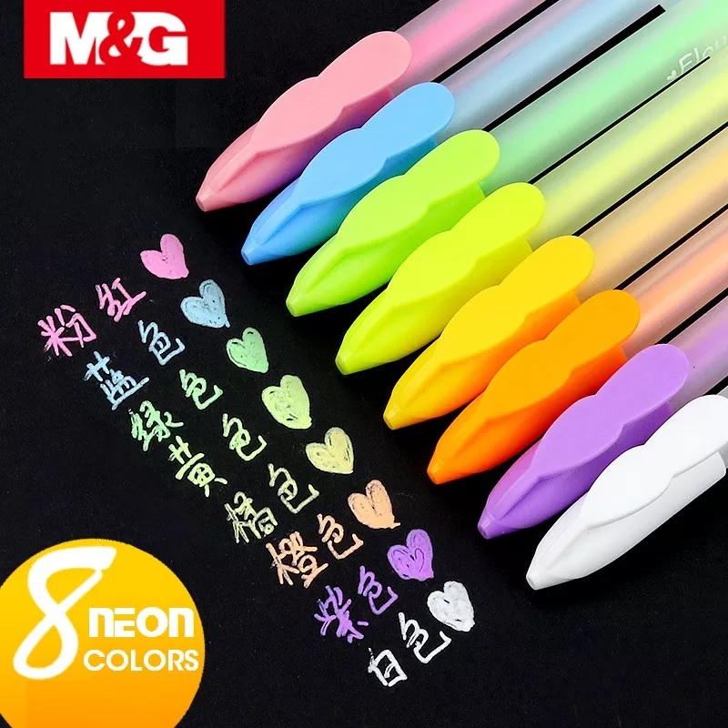 PULPEN GEL 8 WARNA PASTEL FLUORESCENT WARNA WARNI M&amp;G AGP61303 LUCU