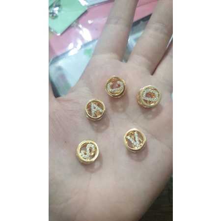 Liontin kalung gelang miami huruf inisial alfabet C A F D emas asli 375 pandora