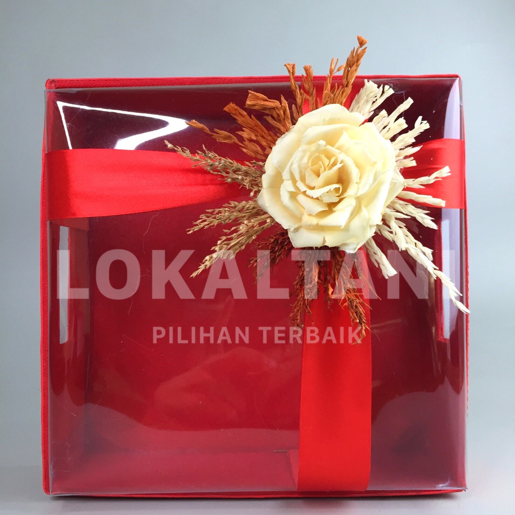 

Kotak Kue Premium Imlek/Sangjit 25x25 / Kotak Kue Mika Hias Pita Bunga