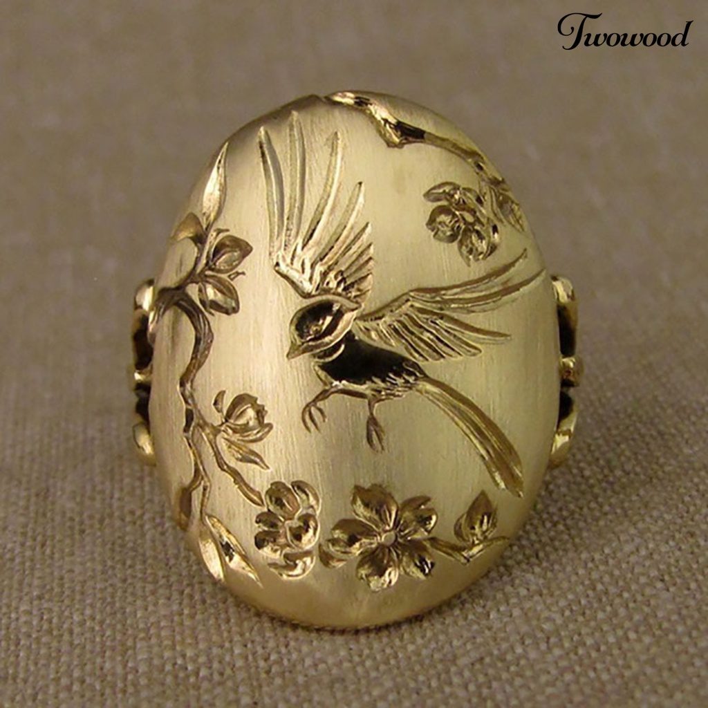 Cincin Tunangan Desain Burung Dan Bunga Gaya Vintage Untuk Wanita