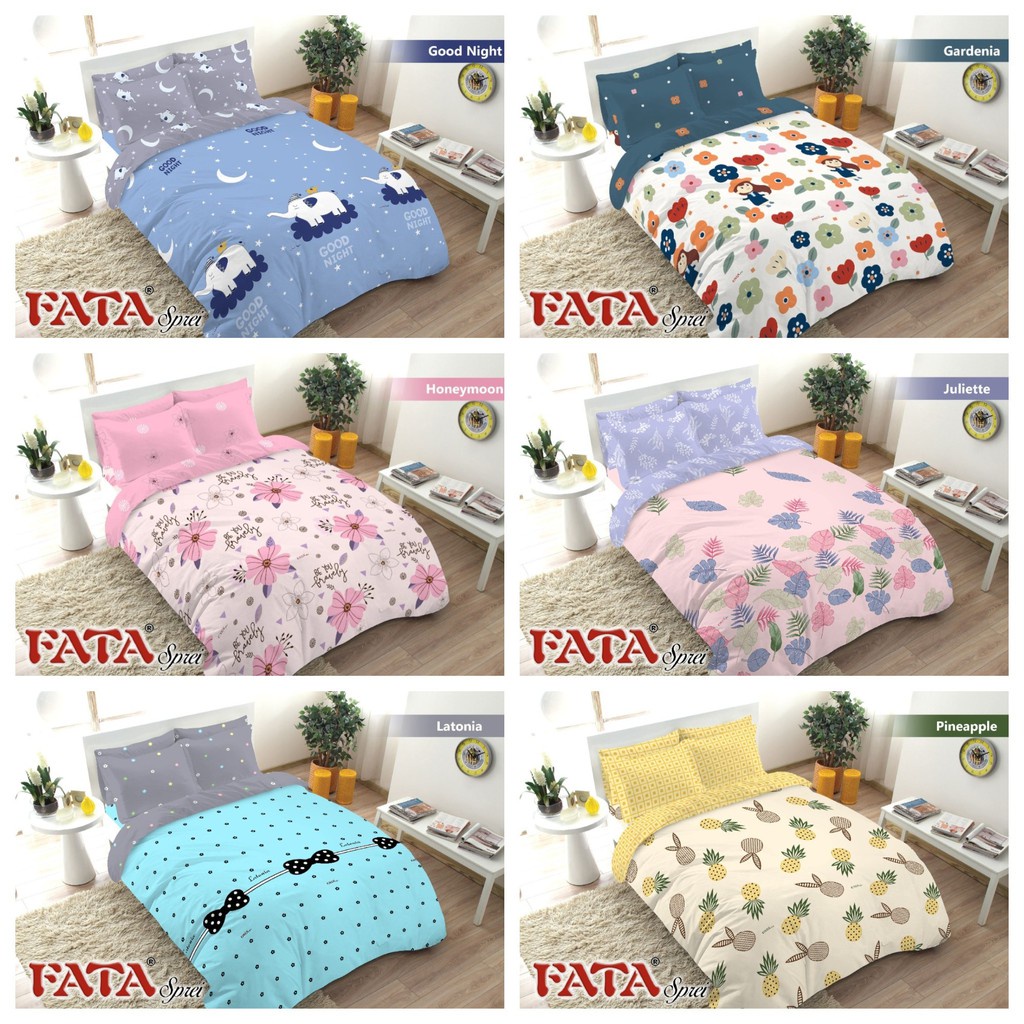 SPREI FATA QUEEN Uk.160x200x20 Seprai Bahan Lembut Dan Halus Seprai Motif Floryn Doraemon