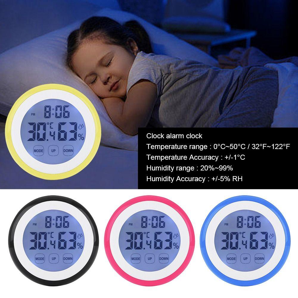 Top Digital Thermo-hygrometer Iklim Ruangan Bulat Indoor Alarm Clock