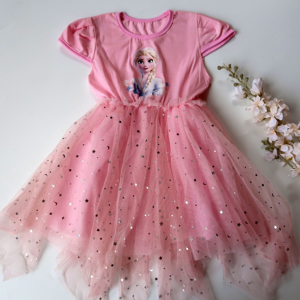 Dress Frozen ZigZag Spark Anak Perempuan 5 Tahun