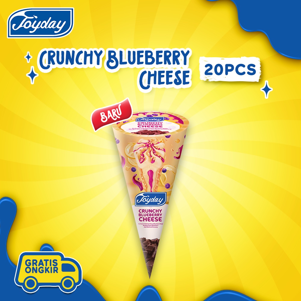Jual Joyday Ice Cream Crunchy Blueberry Cheese Isi 20 pcs Eskrim Cone