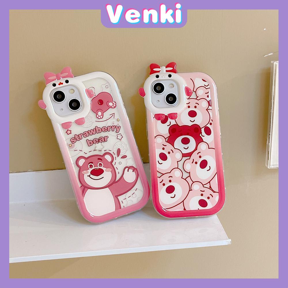 iPhone Case Silicone Soft Little Monster Case Glossy Cute Pink Bear Airbag Shockproof Protection Camera Compatible For iPhone 14 Pro Max 13 12 11 Pro 7 8 Plus XR