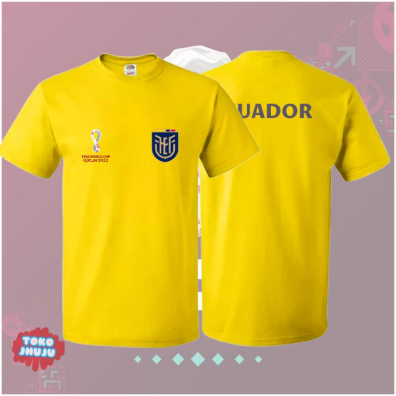 Baju Kaos Piala Dunia World Cup 2022 tin Ekuador DEPAN BELAKANG