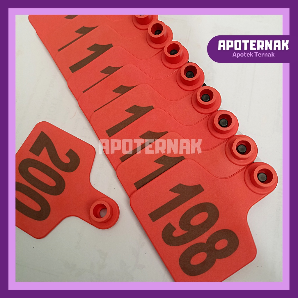 EAR TAG SAPI DOMBA100 pcs BESAR BERNOMOR URUT 001-1000 6x7 cm | Anting Nomor Penanda Telinga Ternak Sapi Kerbau Kambing Domba