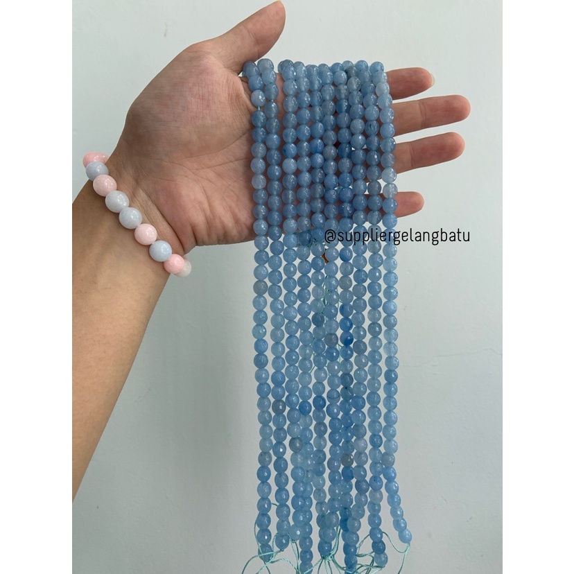 batu kuarsa biru moss blue quartz 8mm CUTTING healing yoga therapy