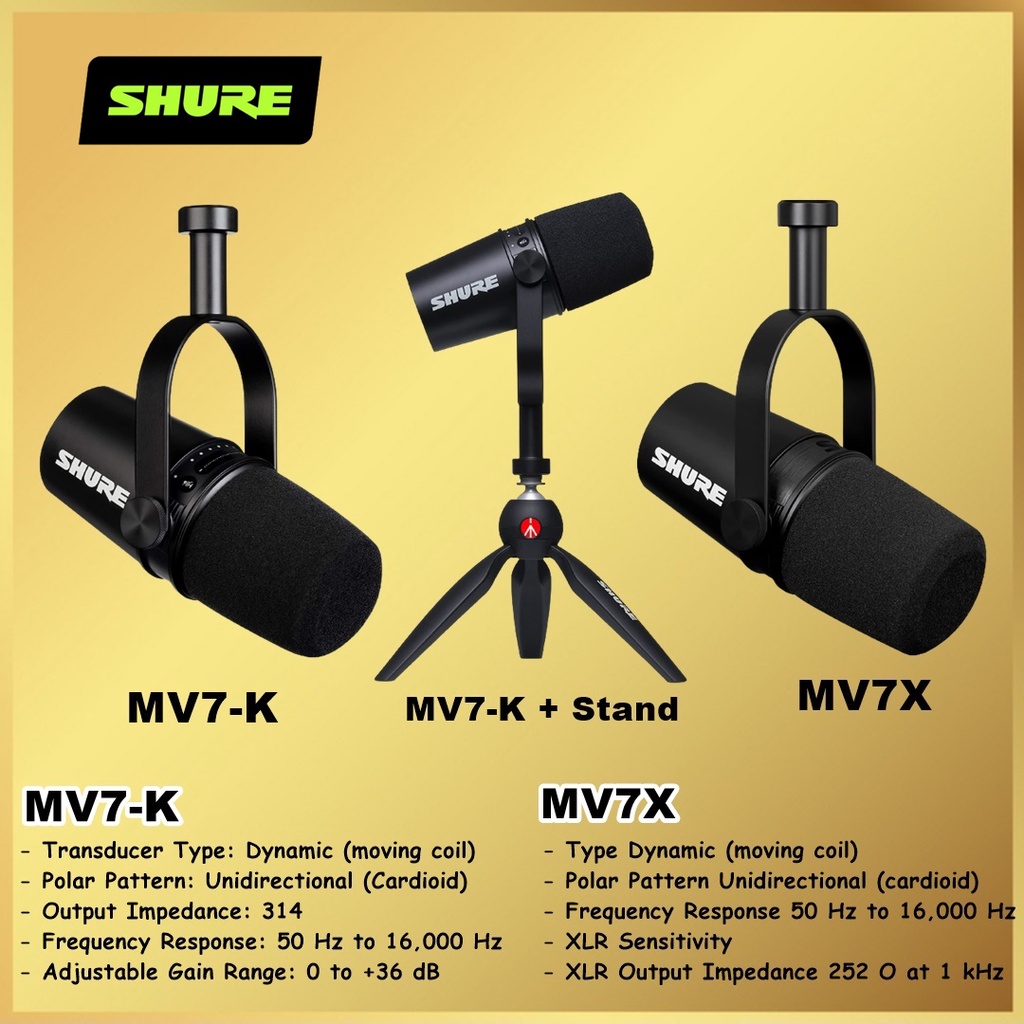 Shure MV7 MV7-K MV7K MV7X USB Microphone Mic for Podcasting