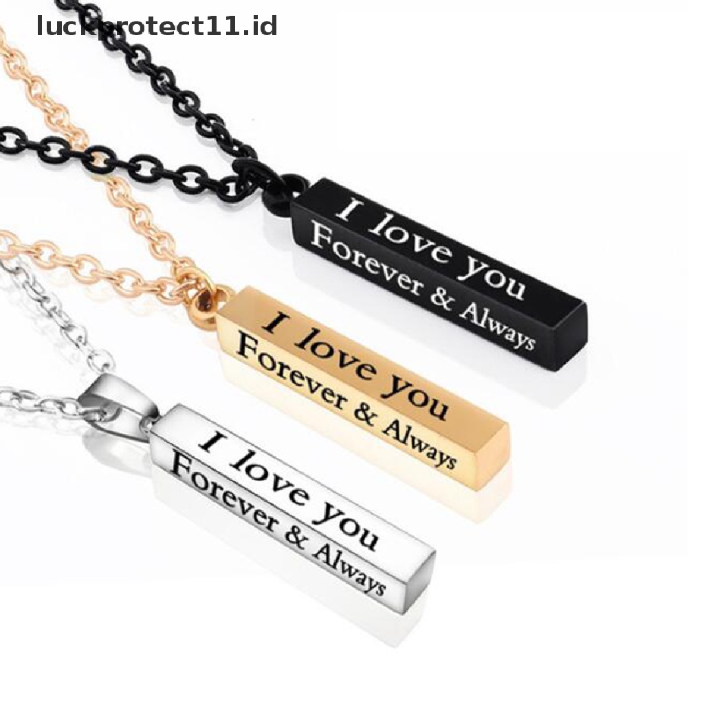 Kalung Liontin Bahan Stainless Steel Desain Tulisan I Love You Untuk Pasangan