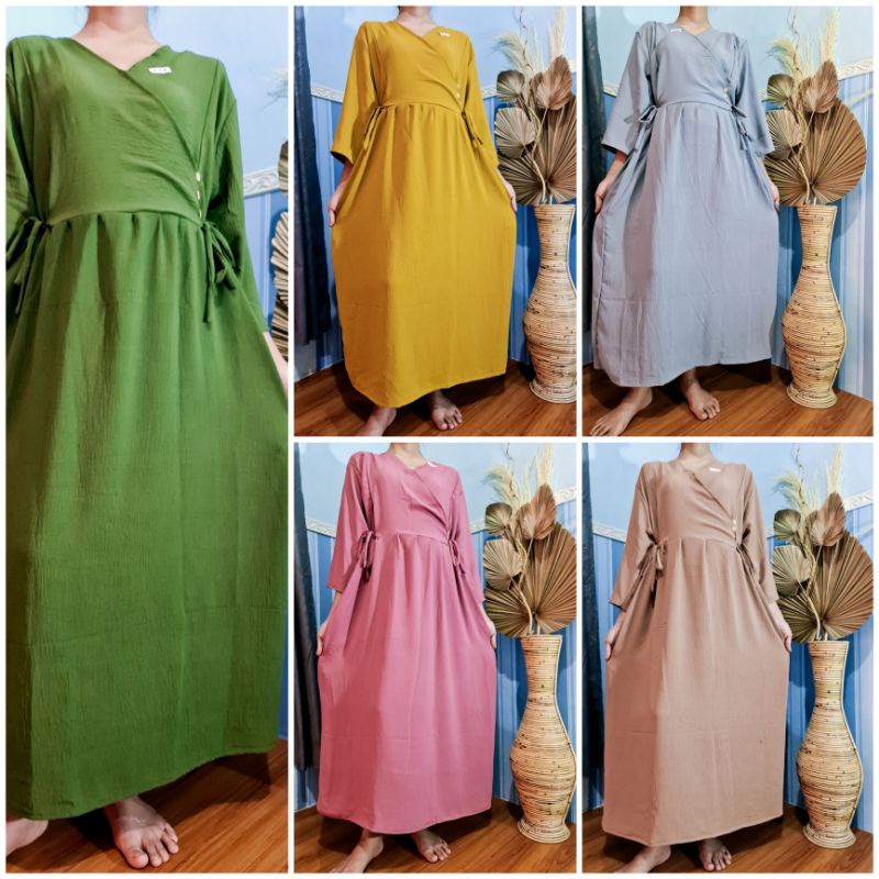 Daster Gajah Putih | Daster crinckle | Longdress Chibi tali 4 | Ld 120cm