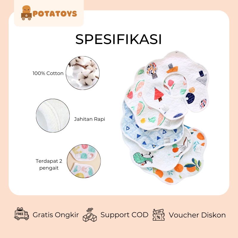 [ Potatoys ] Baby Bib / Slaber / Celemek Kain Baby Newborn / Celemek Mpasi