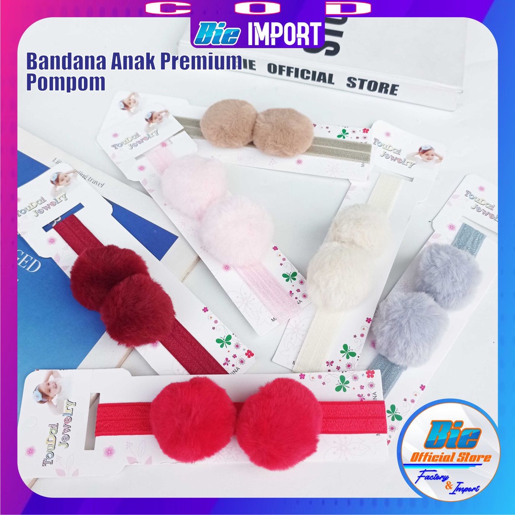 Bandana Anak Korea Jurai Pompom Karakter Premium Impor Best Seller