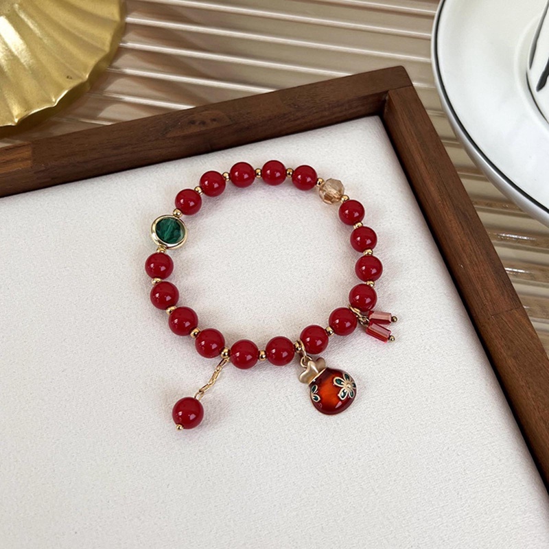 Fancyqube Gelang Manik-Manik Onyx Giok Hetian Imitasi Bentuk Kelinci Gaya Retro Untuk Hadiah Ulang Tahun Wanita