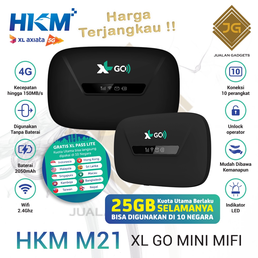 Modem Mifi HKM M21 Free 14GB Telkomsel XL 4G LTE Bypass