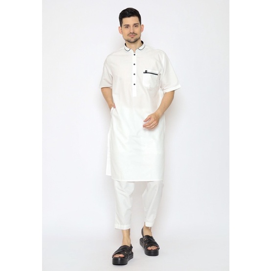 Baju Koko Setelan Pakistan | Setelan Kurta Dewasa AL-Luthfi Warna Putih