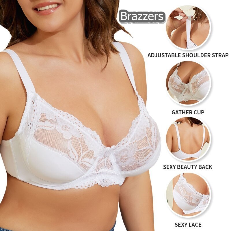 Bra Push Up Brokat Kawat Jumbo Sexy Tanpa Busa Tali Transparan Lepas Pasang Berkawat Ukuran Size 36 