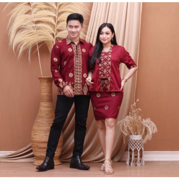 Saroja Fashion - Couple batik Setelan Kutubaru spesial natal