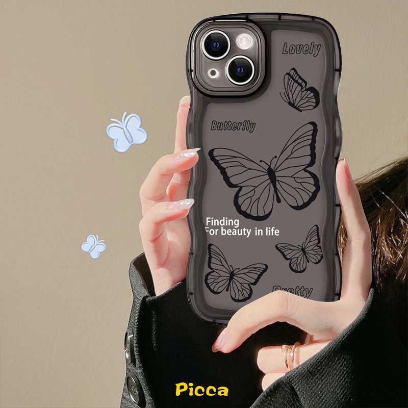 Casing Softcase TPU Redmi 9A 10 9T 10A 10C 9C 9C NFC Redmi Note 9 8 10 11 11s 10s 10Pro 10Pro Max Plus Aksen Kupu-Kupu Hitam