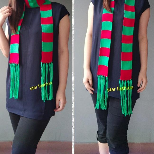 syal/syall /shawl rajut natal merah hijau kecil