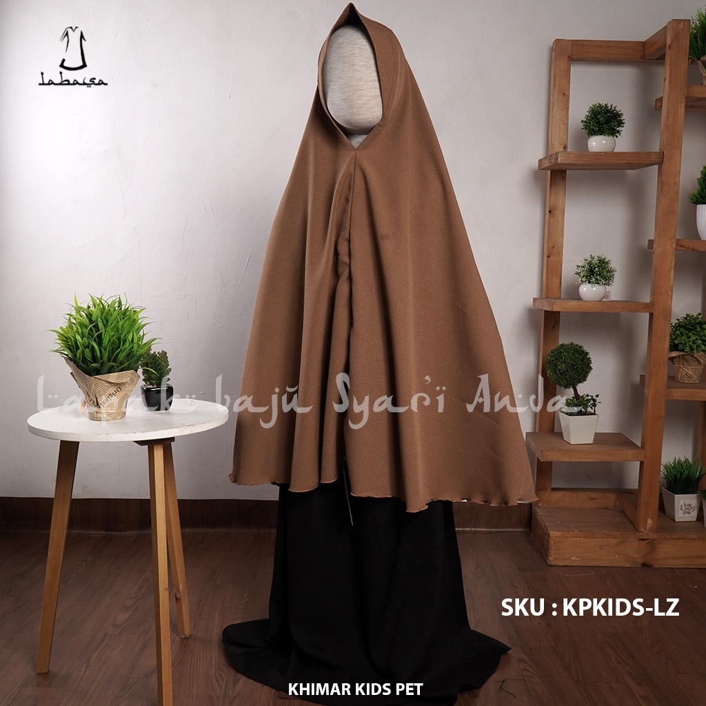 Labasa Jilbab Khimar Anak Syari Non Pet Hitam Polos &amp; Aneka Warna Ity Crepe | Bisa COD