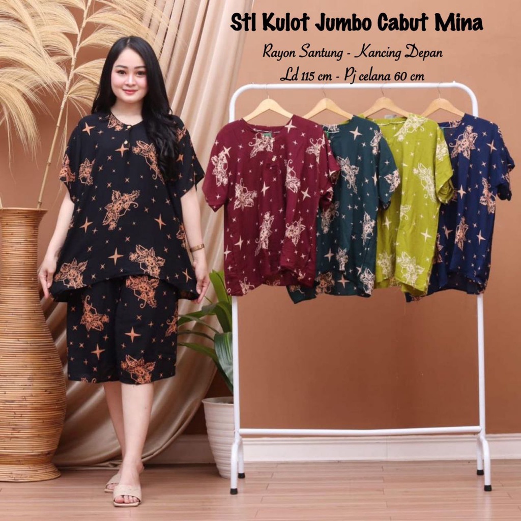 Setelan Celana Pendek Jumbo LD 115 Baby Doll Wanita Bahan Rayon