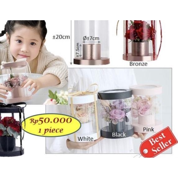 

Mini Opp Round Flower Box - Box mika - mica flower box - Putih