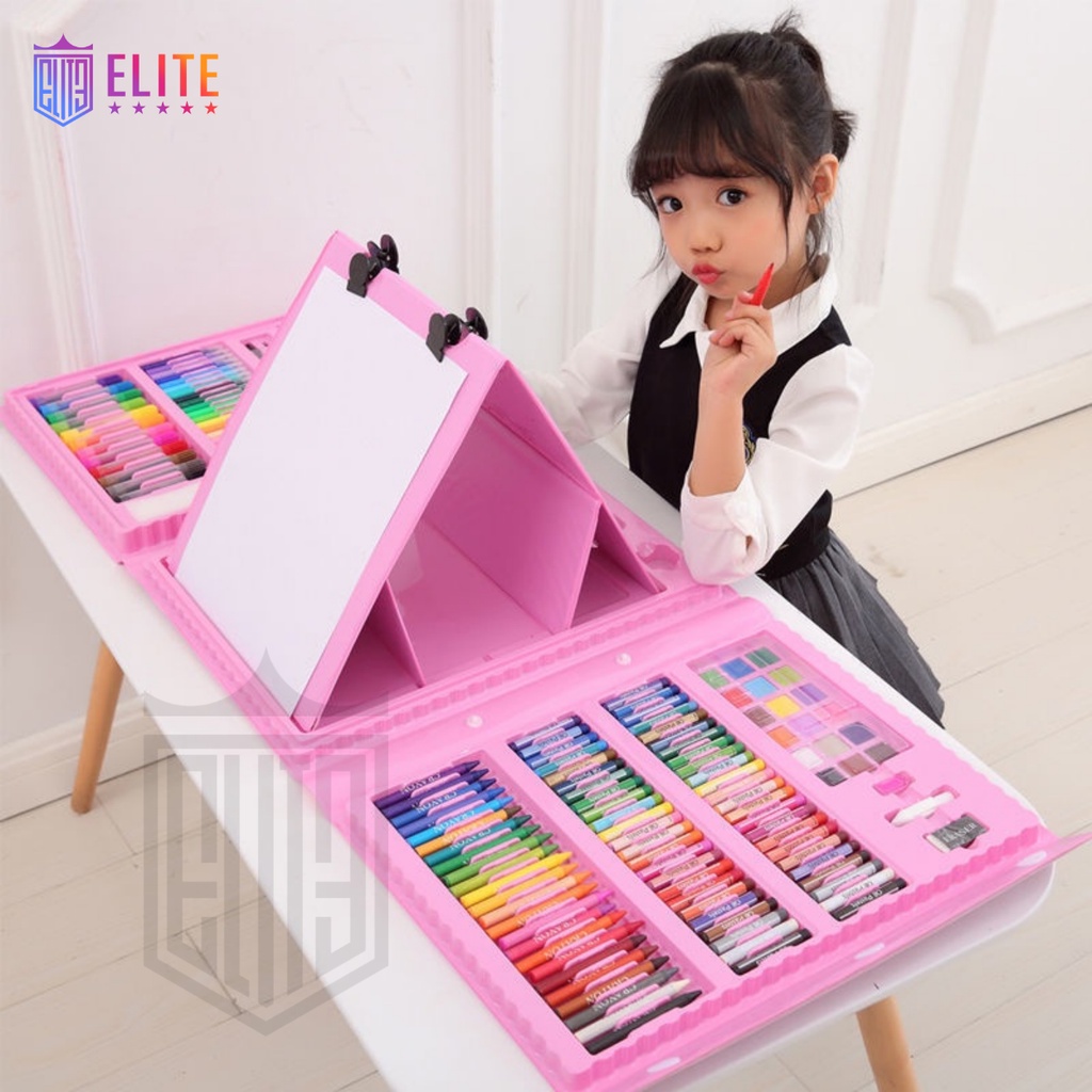 Crayon Anak Pengasah 208pcs Set Alat Menggambar Melukis Anak-anak Crayon Cat Air Pensil ART SET 208 PENSIL WARNA Crayon - Crayon Mewarnai Hadiah Anak-Anak