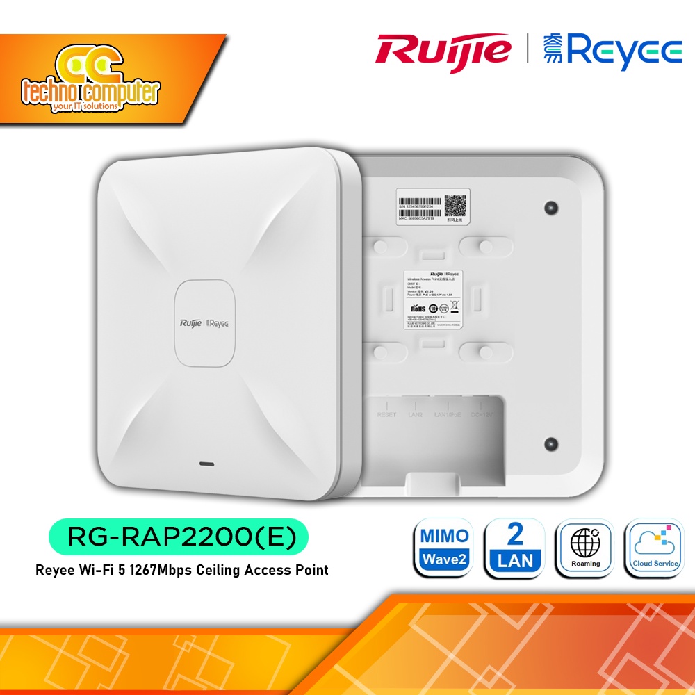 ACCESS POINT RUIJIE/REYEE RG-RAP2200(E) Wi-Fi 5 AC1300 Dual Band Gigabit Ceiling Mount Access Point