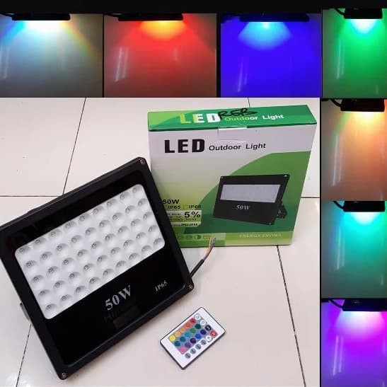 lampu led rgb 50 watt warna warni