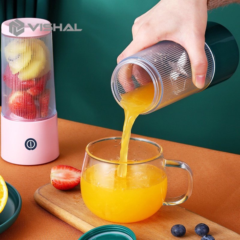 VISHAL Blender Portable 350ML Juicer Botol Juice Blender Cup USB Electric Blender/4 Mata Pisau Juicer VS-1856