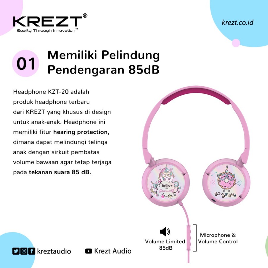 KIDS HEADPHONE KREZT KZT20 - HEADSET ANAK - HEADPHONE ANAK