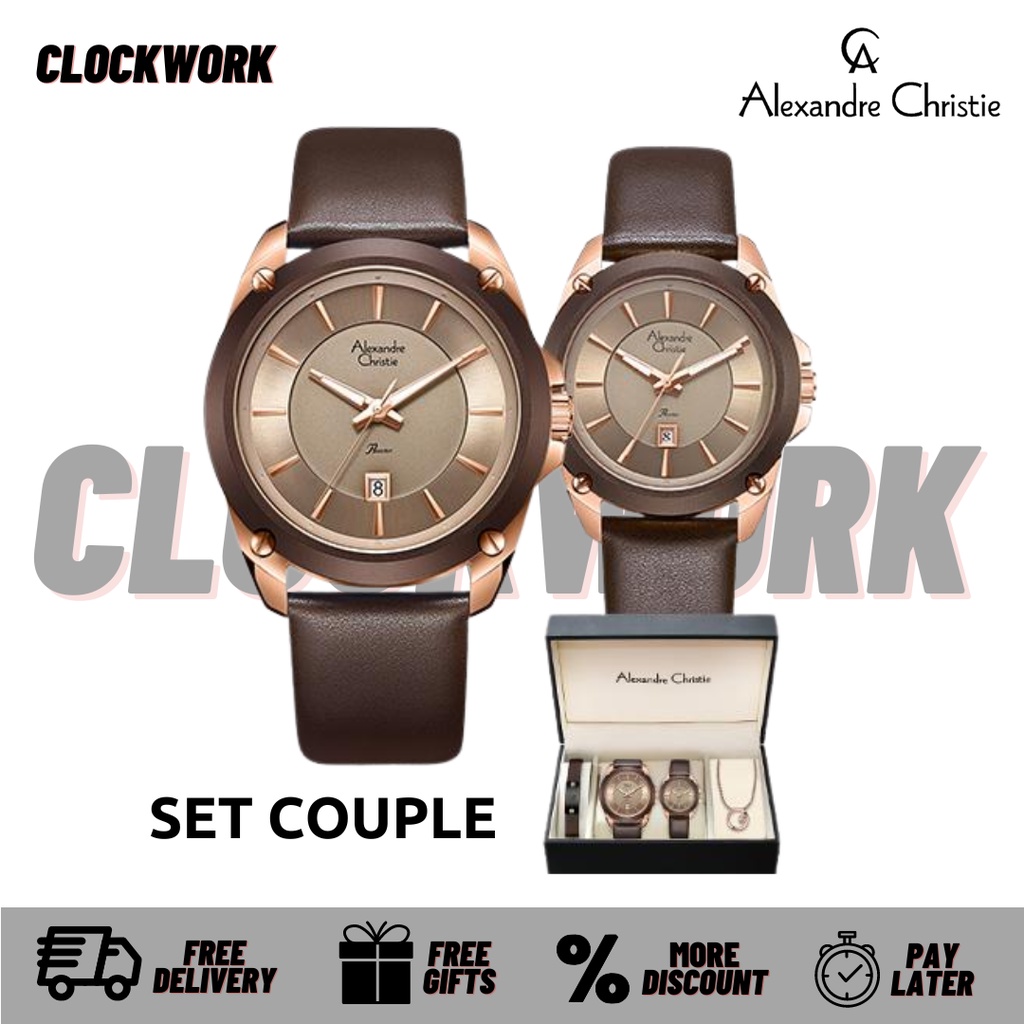 Jam Tangan ALEXANDRE CHRISTIE AC 8667 M/LDLRGBO Couple Kulit ORIGINAL
