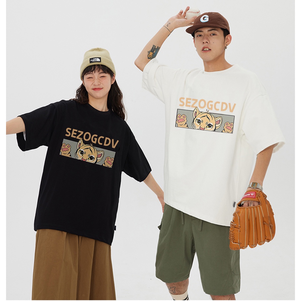 RDGF official shop 2023 winter new tops/Korean style/kaos polos wanita/kaos couple/kaos murah/kaos hitam oversize/Ins cartoon little milk tiger