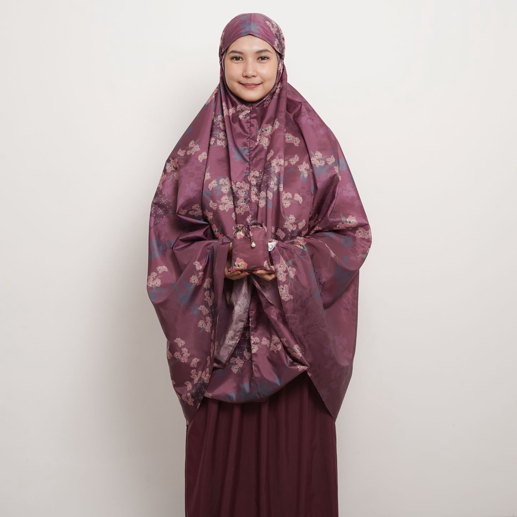 ALIF MUKENA MINI MOTIF PARASUT PREMIUM KOREA TRAVEL - VINCA IN MAROON ( MKN-213 )