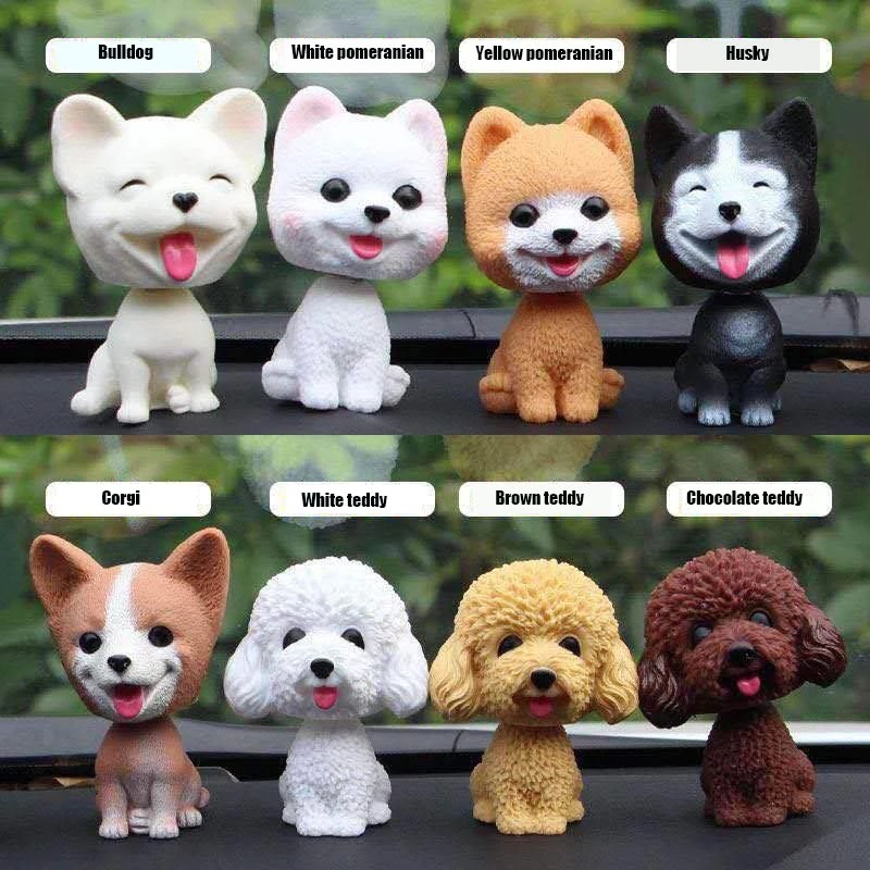 1pc Goyang Kepala Boneka Anjing Kepala Kerajinan Universal Auto Dashboard Mobil Meja Dekorasi Boneka Lucu Imut Kartun Nodding Dog Mainan Lucu Kreatif Aksesoris Dekorasi Interior Mobil