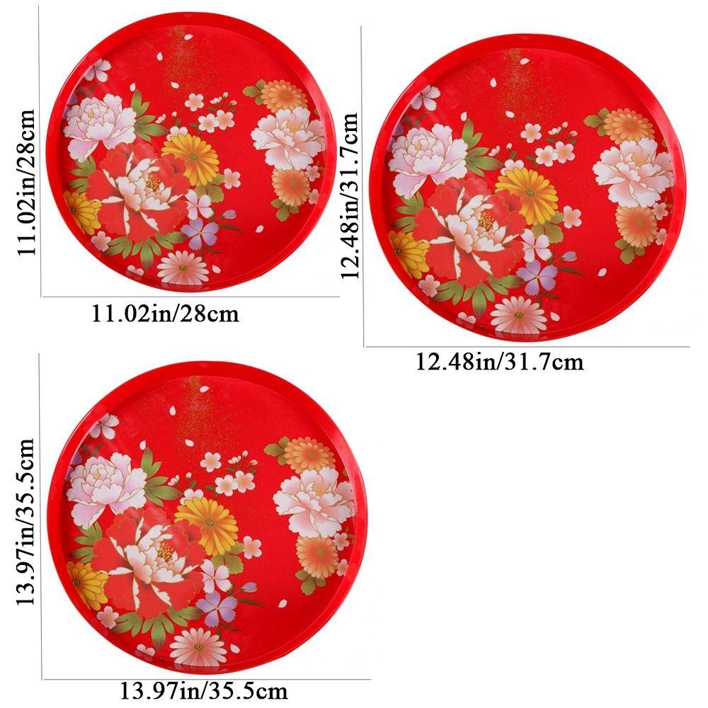 [Elegan] Tea Tray Melamin Motif Bunga Cerah Tradisional Ramah Lingkungan Dekorasi Pernikahan Anti Cacat Gaya China Nampan Saji