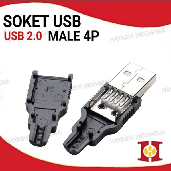 Soket USB Kosong Tipe Jantan Male cok Konektor 4 Titik Solder-10pcs