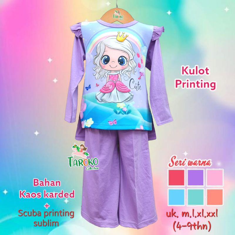 SETELAN KULOT ANAK OVERSIZE SLEBEW 3-8 TAHUN LENGAN RUFFLE BY TAROKO / SETELAN ANAK CEWEK OVERSIZE SLEBEW