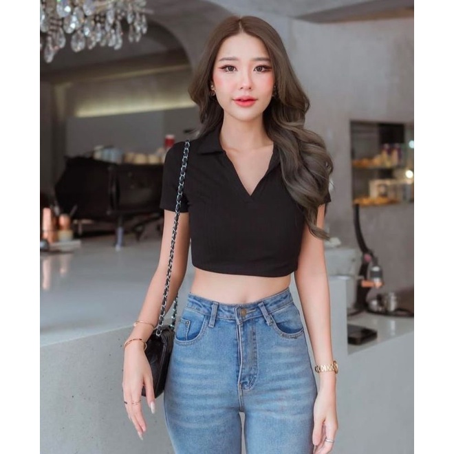 MDLV ~ Top Alen Crop top Rajut Korea