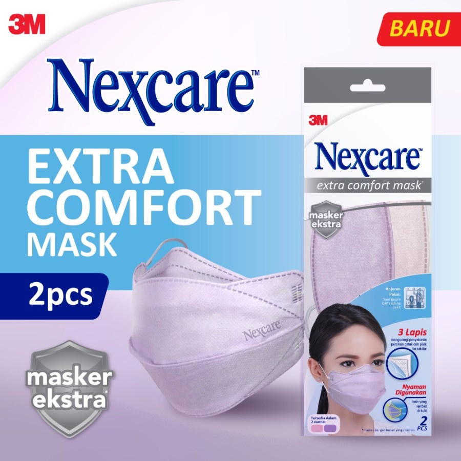 3M Nexcare Extra Comfort Mask MC21 / Masker 4D Earloop 3 Lapis 3 Ply