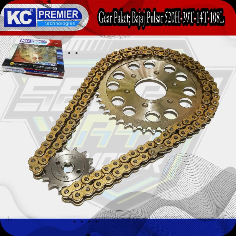 KCP GEAR PAKET BAJAJ PULSAR 200 (520H-39T-14T-108L) / KC PREMIER GIR SET BAJAJ (520H-39T-39T-14T-108L)