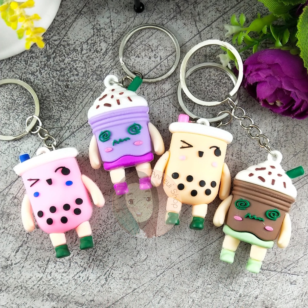 BKK0012 - Gantungan Kunci Cute Drink Boba Bubble Frappe Character Keychain Key Chain Gantungan Tas Kotak Pensil Charm Stationery Kpop Korea