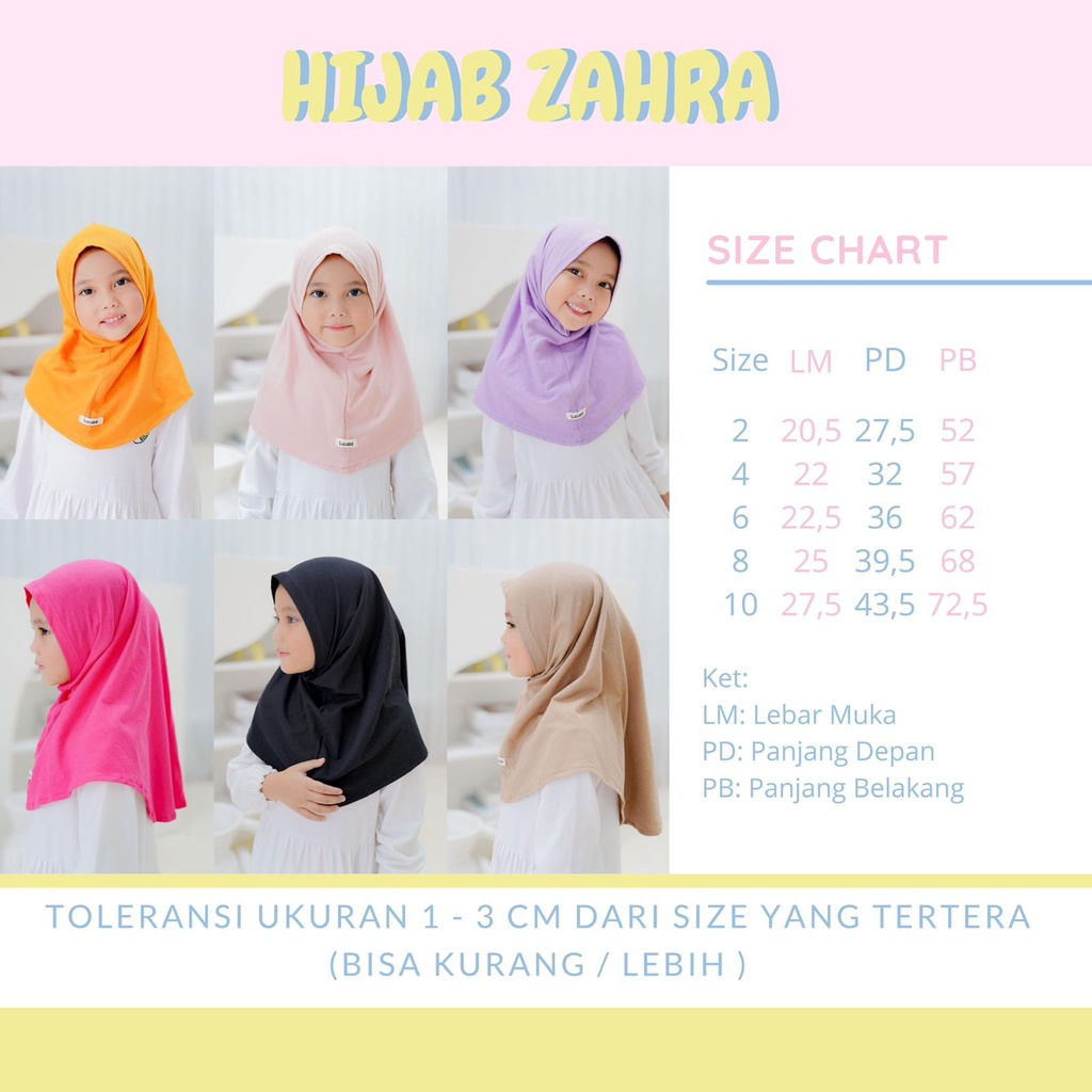 Hijab Anak Instan Zahra Junior Lucuna Warna Coklat Size 2-10 Tahun